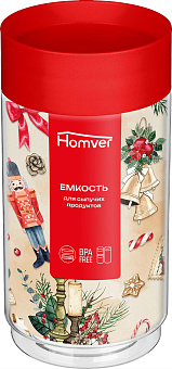 HOMVER Емкость для сыпучих продуктов 1л (красный) 223138106/03 Емкость для сыпучих продуктов