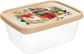 HOMVER Контейнер для продуктов прямоугольный 0,85л с декором "Игрушки" (бежевый) 223137527/10 Емкость для сыпучих продуктов