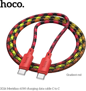 HOCO (6942007650847) X116aa USB 3.0A 60W для Type-C Type-C 1м , Gradient Red Кабель