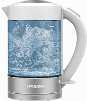 HYUNDAI HYK-G9990 1.5л. 2000Вт белый/серебристый (стекло) Чайник