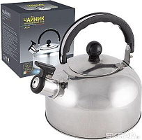 БЕЗ ТМ Чайник Casual, объем 2 л, из нерж стали со свистком, зеркальная полировка, (004259) БЕЗ ТМ Чайник Casual, объем 2 л, из нерж стали со свистком,