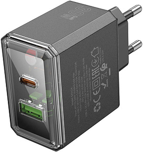 BOROFONE (6941991110641) 1USB+1Type-C 3.0A QC3.0 PD 30W Black СЗУ