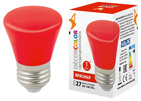 VOLPE (UL-00005638) LED-D45-1W/RED/E27/FR/С BELL ЭЛЕКТРИКА