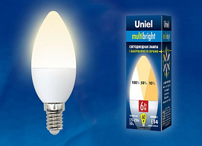 UNIEL (UL-00002373) LED-C37-6W/WW/E14/FR/MB PLM11WH Лампочки светодиодные