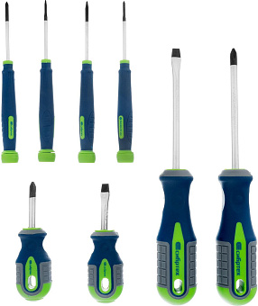 СИБРТЕХ Набор отверток универсальный, CrV, трехкомпонентные рукоятки, 8 предметов 13375 СИБРТЕХ Набор отверток универсальный, CrV, трехкомпонентные ру