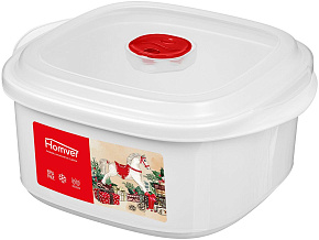 HOMVER Емкость для СВЧ "Bergamo" 1,6л с клапаном (белый) 223138929/01 Емкость для сыпучих продуктов