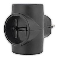 REXANT (11-1076) Тройник эл 6А без заземления, черный Электроаксессуары