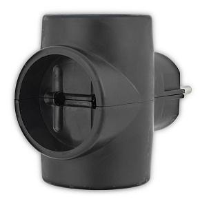 REXANT (11-1076) Тройник эл 6А без заземления, черный Электроаксессуары