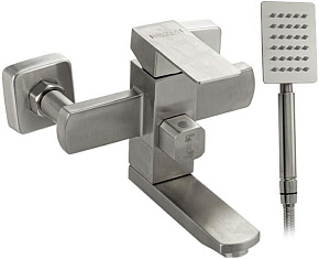 МАГНУС 9226 Смеситель для ванны, короткий излив, шаровый, квадратный корпус, из нержавеющей стали марки 304, цвет САТИН