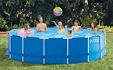 INTEX Бассейн каркасный 457х122см. (фильтр-насос+лестница+тент+подстилка) .(в коробке) Арт.28242NP Бассейн каркасный INTEX Бассейн каркасный 457х122см