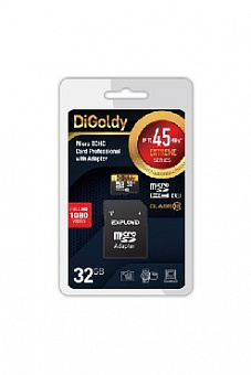 DIGOLDY MicroSDXC 32GB Class10 + адаптер SD (45MB/s) Карта памяти