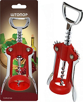 MULTIDOM Штопор красный (пласт/мет) упак Z13-46 Штопор MULTIDOM Штопор красный (пласт/мет) упак Z13-46