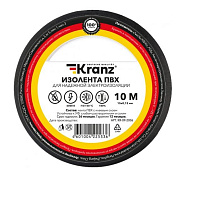 KRANZ (KR-09-2006) ИЗОЛЕНТА ПВХ 0.13Х15 ММ, 10 М, ЧЕРНАЯ Изоляционная лента