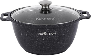 KUKMARA кмти22а а/пр литая 2,0л стекл/кр Темный мрамор индукция Кастрюля