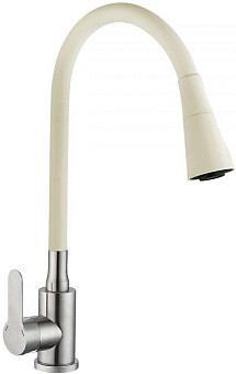 АНТЕЙ 577030 Садко Смеситель д/кухни шар. с силиконовым изливом бежевый нерж.сталь 1/11 Смеситель