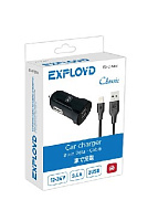 EXPLOYD EX-Z-584 8 Pin 3.4А 2.4А+1А 2хUSB чёрный Classic Автомобильное ЗУ