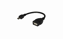 REXANT (18-1182) USB КАБЕЛЬ OTG MICRO USB НА USB ШНУР 0.15 М, ЧЕРНЫЙ Кабель usb micro / mini