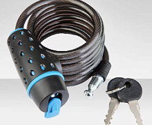 STELS Трос-замок 87318 с ключом со стальн. тросом 8х1800мм, чёрный 540019*LU033080 Аксессуары для вело-техники