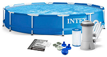 INTEX Бассейн каркасный 366х76см.+фильтр-насос . (в коробке) Арт.28212NP Бассейн каркасный INTEX Бассейн каркасный 366х76см.+фильтр-насос . (в коробке
