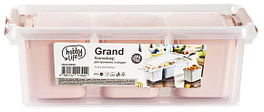 HOBBY LIFE HL021065P Контейнер для хранения GRAND розовый 3 секции 11.3x27.3x9см высокий Система хранения вещей HOBBY LIFE HL021065P Контейнер для хра