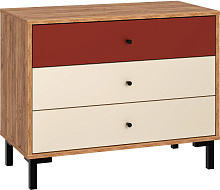 МЕБЕЛЬ-КОМПЛЕКС JAM Комод 3Я Дуб крафт табачный/Сатин/Терракот Модульная мебель