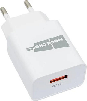 MORE CHOICE (4627151195285) NC52QCm СЗУ 1USB 3.0A QC3.0 для micro USB быстрая зарядка White СЗУ