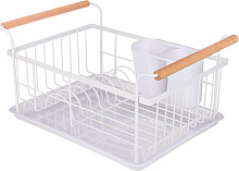 AGNESS 917-100 БЕЛАЯ с деревянными ручками 36*26*16,5см Сушилка для посуды