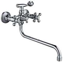 GOTA ROCIO G314510-GOTA Kreshel Смеситель д/ванны с 2-мя рукоятками с изливом S-30см. перекл.душа Смеситель для ванны