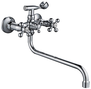 GOTA ROCIO G314510-GOTA Kreshel Смеситель д/ванны с 2-мя рукоятками с изливом S-30см. перекл.душа Смеситель для ванны