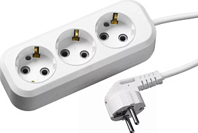 СИБИН Удлинитель электрический, ПВС сечение 0,75кв мм, 3 гнезда, макс мощн 2200Вт, 5м, заземление 55034-5 Удлинитель
