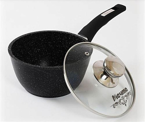 МЕЧТА 82802 Гранит black 1,7л несъемная ручка стеклянная крышка Ковш МЕЧТА 82802 Гранит black 1.7л с несъемной ручкой и стекл. Крышкой