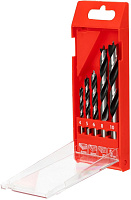 MATRIX Набор сверл по дереву, 4-5-6-8-10 мм, 5шт., цилиндр. хвостовик, пластиковый кейс// Набор сверл MATRIX Набор сверл по дереву, 4-5-6-8-10 мм, 5шт