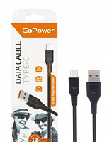 GOPOWER (00-00018566) Кабель GP01T USB (m)-Type-C (m) 1.0м 2.4A черный кабель
