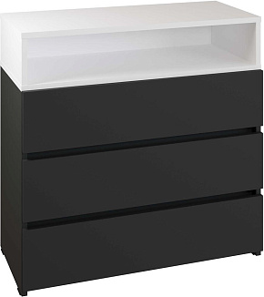 МЕБЕЛЬ-КОМПЛЕКС НОВА Комод 3 ящика Антрацит/Белый (1 кор.) Модульная мебель