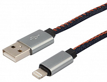 REXANT (18-4248) Кабель USB-Lightning для iPhone/2,4A/nylon/denim/1m/REXANT Дата-кабель