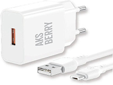 AKSBERRY (6972969383071) T42 QC3.0 + кабель MicroUSB, белый СЗУ AKSBERRY (6972969383071) T42 QC3.0 + кабель MicroUSB, белый