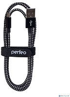 PERFEO (U4801) USB A вилка - Micro USB вилка, черно-белый, длина 1 м Кабель