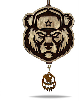 AROMA BAR подвеска ?Медведь в шапке? в крафтовой упаковке с мини-брелоком в коричнево-белом цвете 49342 Ароматизатор