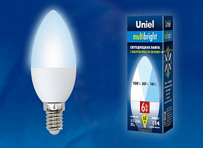 UNIEL (UL-00002374) LED-C37-6W/NW/E14/FR/MB PLM11WH