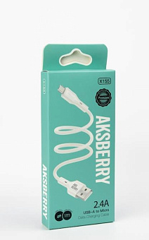 AKSBERRY (6972969383224) X155 для MicroUSB 1м 2.4A белый Кабель