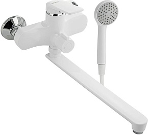 BRIMIX 5566 Смеситель для ванны, с длинным изливом, шаровый, из высокопрочного АБС пластика, цвет БЕЛЫЙ Смесители