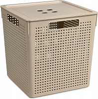 VIOLET Коробка для хранения квадратная "Лофт" с крышкой 23л 294х294х301 (латте) 6923120 Коробка для хранения