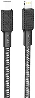 HOCO (6931474760180) X69ia USB 2.4A PD 20W для Lightning 8-pin Type-C , нейлон 1м- черны/белый Кабель