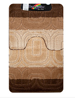 САНАКС 00121 Коврик в ванную Gold 202009, двойной КОРИЧНЕВЫЙ (60х100+50х60)см 100% полиэстер, ворс 20мм Коврики для ванной