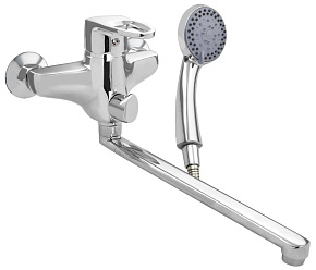 FABIA 3709 Смеситель для ванны с коротким литым изливом, шаровый, с дивектором на корпусе, цвет ХРОМ Смеситель для ванны