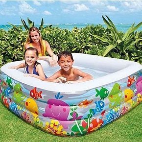INTEX Бассейн надувной 159х159х50 см. Аквариум . (в коробке) Арт. 57471NP Бассейн надувной