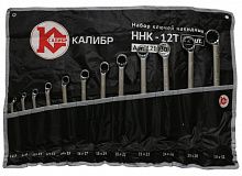 КАЛИБР Набор ключей накидных ННК-12Т (12 штук, CRV) Набор ключей
