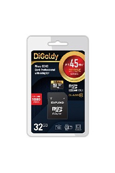 DIGOLDY MicroSDXC 32GB Class10 + адаптер SD (45MB/s) Карта памяти