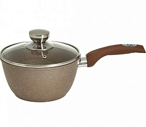 МЕЧТА 82806 с несъемной ручкой и стеклянной крышкой. "Гранит brown" 1,7л Ковш