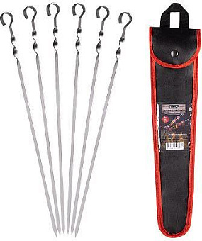 ECOS Набор шампуров 450*10*0,7мм, угловой, с витком, 6шт., в чехле 182540 Набор шампуров